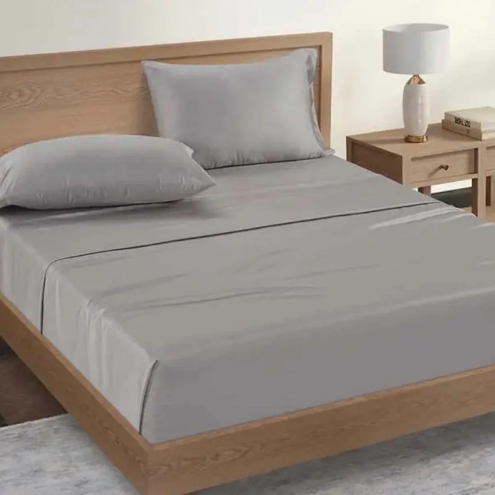 NWT Pure Earth Sheet Set Gray Solid 4 Piece 300 Thread Count Queen Sheet…